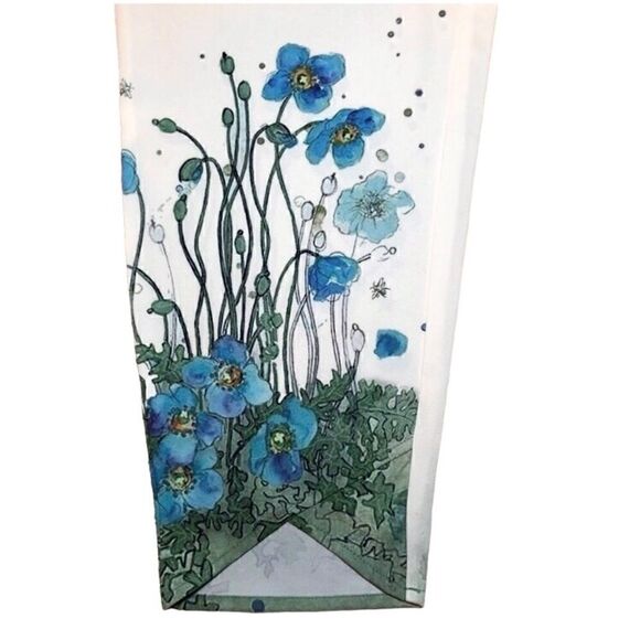 Top and Bottom Outfit with Floral Print in Cream/Blue/Green Women’s Large - Picture 8 of 13